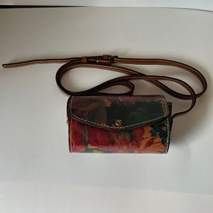 Patricia Nash Heritage Amatrice Floral Leather Mini Barrel Crossbody Bag
